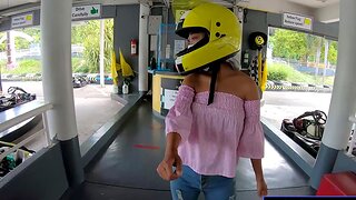 Cute Thai amateur teen girlfriend go karting and recorded unaffected by video inhibition
