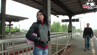 Emaciate german slut pick up at train station and fucked